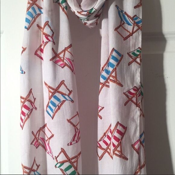 Talbots Rare Lounge Chair Print Summer Scarf Wrap - Picture 3 of 6
